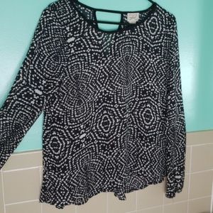 Black White Eye Trance Translucent Top Bell Sleeve